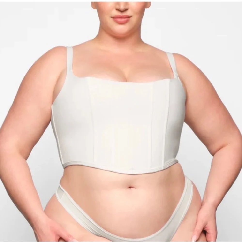 NWT SKIMS Sz XL White Cotton Corset Bustier Sculpting Cropped Tank Top